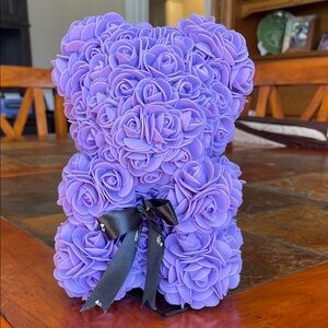 Purple Rose Teddy Bear with Black Bow